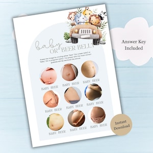 Boho Floral Baby Shower Game: Baby Bump or Beer Belly (PDF & JPEG)