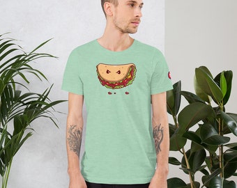 Monster Taco Graphic Tee - T-Shirt - Vintage Style Heather Material - Cute and Spooky Halloween Shirt