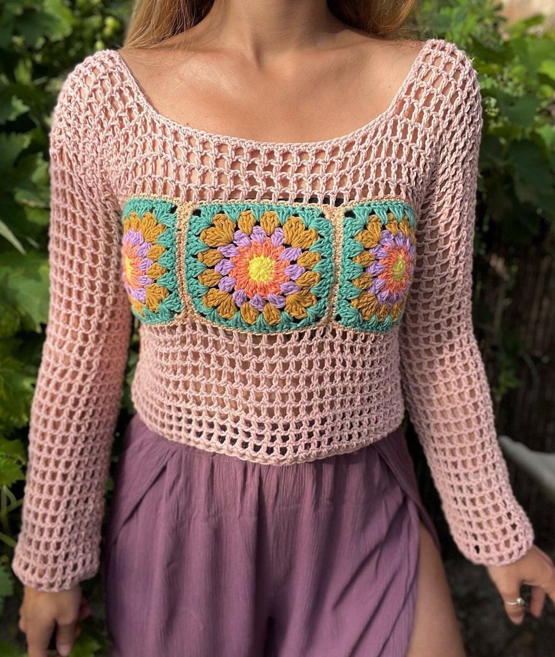 Y2k Crochet Knitted Crop Top Hollow Out Crocheted Etsy