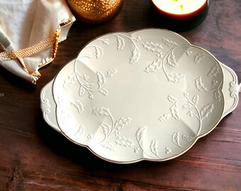 Lenox Holiday Heirloom-schaal: 24-karaats gouden rand, elegante serveerschaal