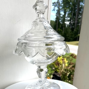 Vintage Crystal Irish Footed Covered Compote Glass Candy Dish Centerpiece Beauty