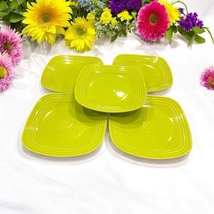 fiesta fiestaware Square Dinner Plate Homer Laughlin China Fiesta Lemongrass 10 3/4&quot; Dishes Set 5 bright cheerful dishes