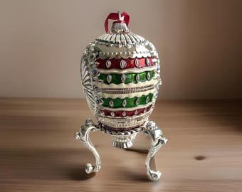 ヴィンテージ ウォレス・シルバースミス ミュージカル ホリデーエッグ キリスト降誕シーン サイレントナイト スタンド付き