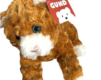 GUND Tabby Plush Stuffed Cat Orange/White Striped Blue Eyes Sienna Kitten Vtg