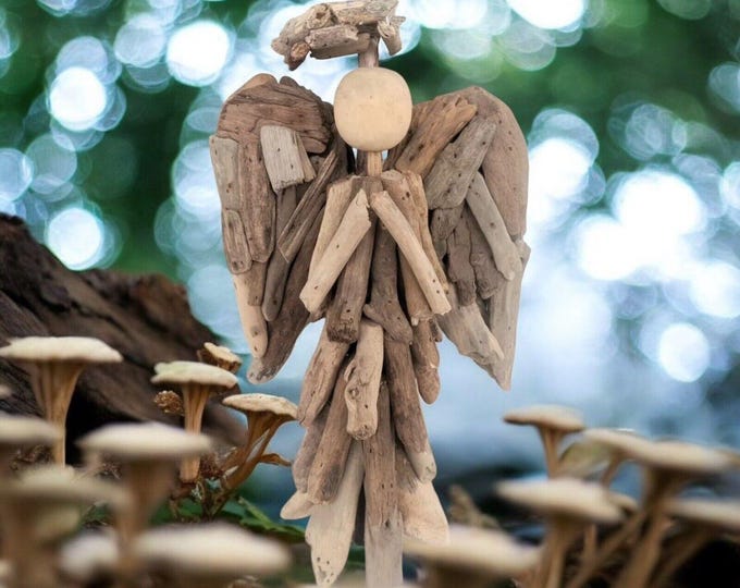 Driftwood Coastal Angel Figure Vintage Folk Art Americana OCEAN ANGEL ...
