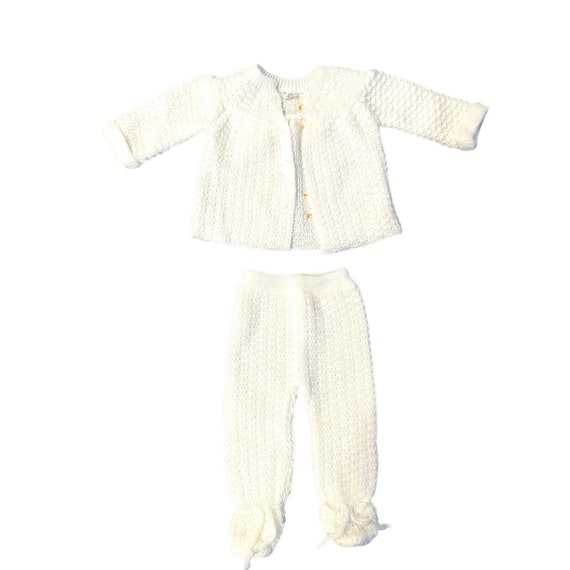 Vtg Italy Knit New Born Baby Layette Ribbon Sweat… - image 6