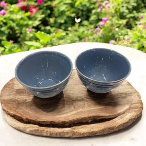 Pottery Barn Cambria Ocean Blue 6&quot; Soup Cereal Bowls Made In Portugal 2 Dishes