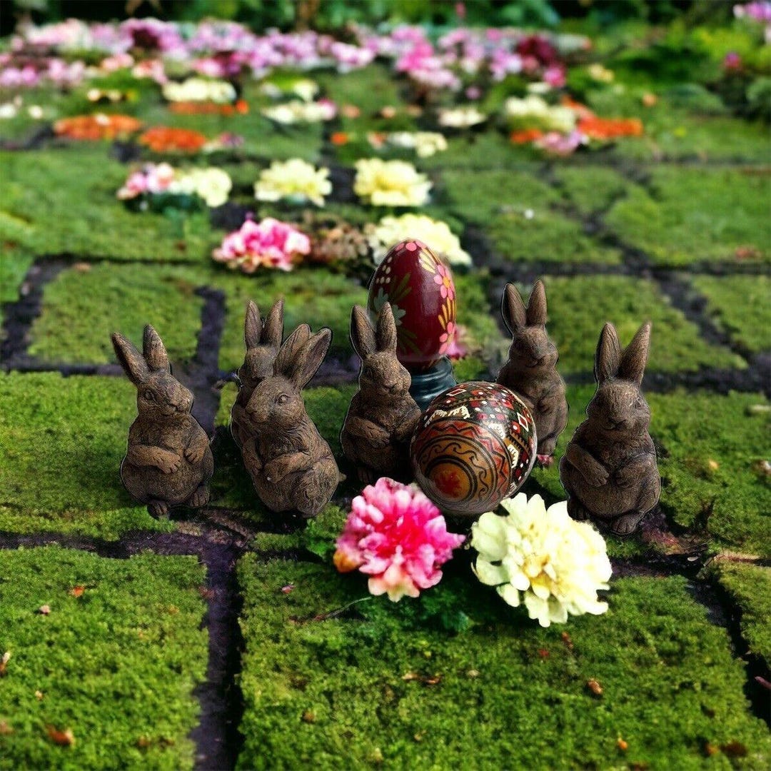 Hand Built Clay Rabbits Mini Rabbits Brown Clay Bunnies Hand Crafted Clay Miniatures Easter ...