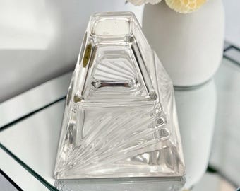 RCR Royal Ink Well Clear Crystal Obeliesk Pyramid Art Deco Style Vintage Italy