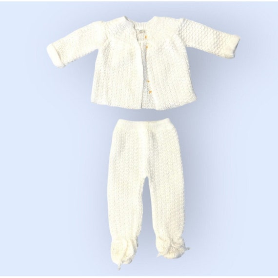 Vtg Italy Knit New Born Baby Layette Ribbon Sweat… - image 2