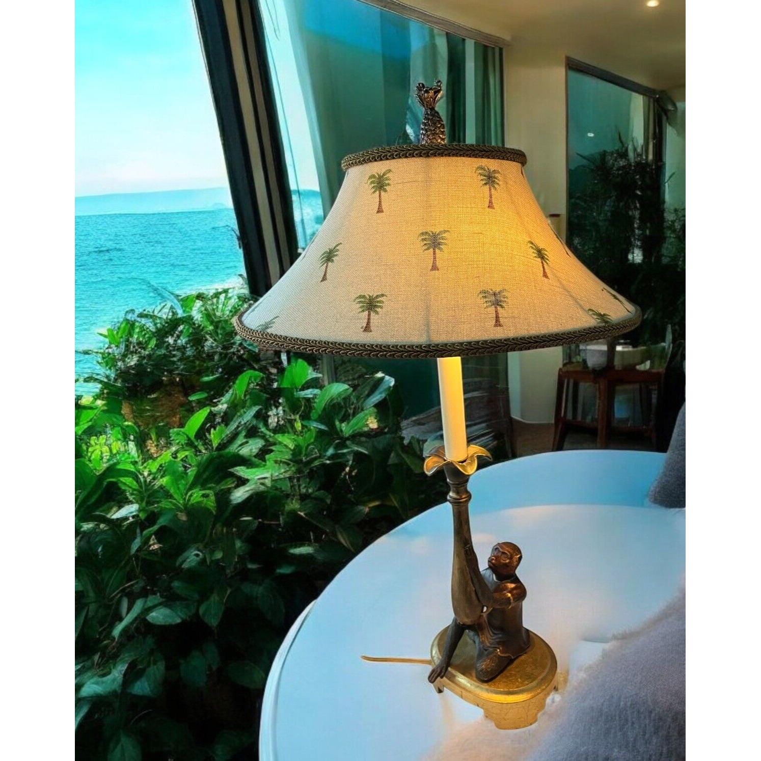 Frederick Cooper Monkey Lamp Palm Tree W/shade Finial Tropical
