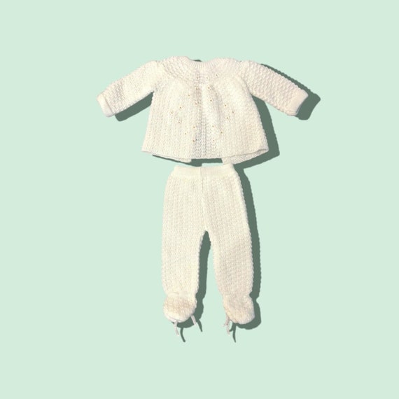 Vtg Italy Knit New Born Baby Layette Ribbon Sweat… - image 5