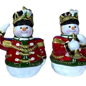 Quebra-nozes vintage bonecos de neve soldado saleiro pimenteiro serviço de feriado de Natal
