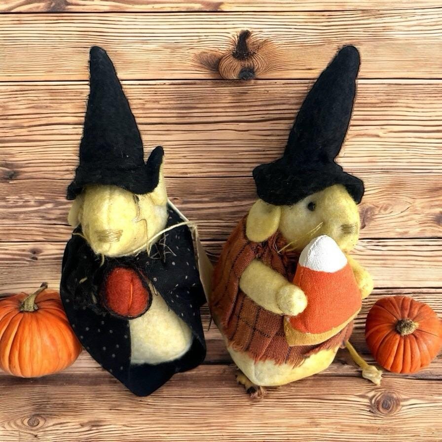 Primitives by Kathy Felt Mouse Mice Set 2 Halloween Thanksgiving