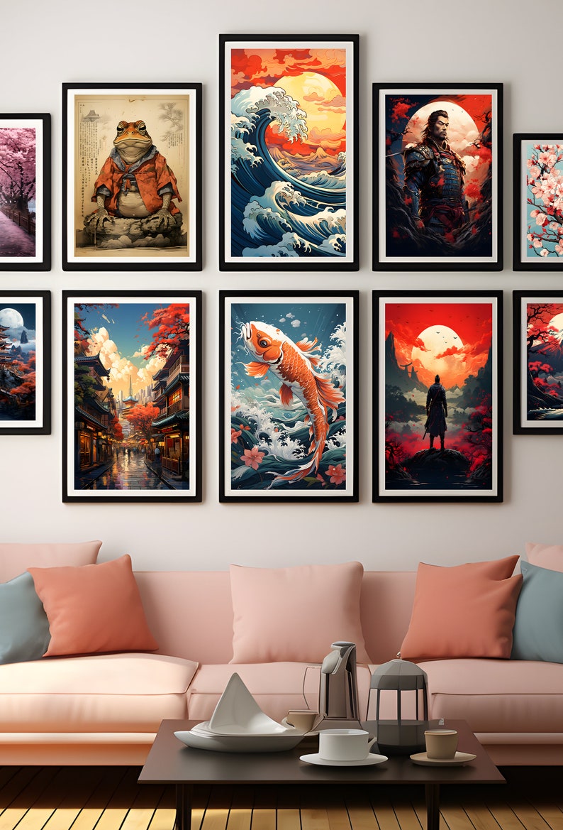 50 Japanese Wall Art Digital Poster Prints, Vintage Japanese Wall ...