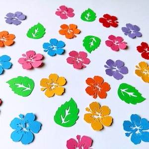 200 confeti de hibisco para mesa, decoración para fiestas, baby shower, confeti tropical, primer cumpleaños