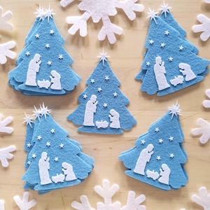 Troqueles de pesebre navideño de fieltro Troqueles de pesebre navideño de fieltro Recorte de pesebre Adorno navideño para puerta