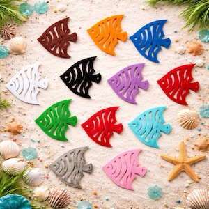 Poissons découpés en feutre, Fournitures créatives et couture, Écussons poissons colorés