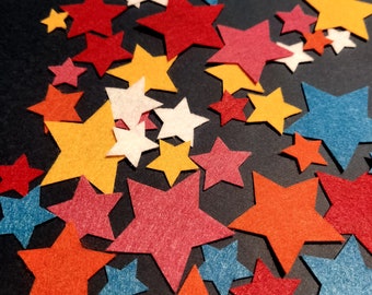 Felt Stars | Sizes From 1 cm to 5 cm | Felt Shapes for Crafts Felt Stars Die Cut Felt Applique Small Stars Felt Confetti Stars