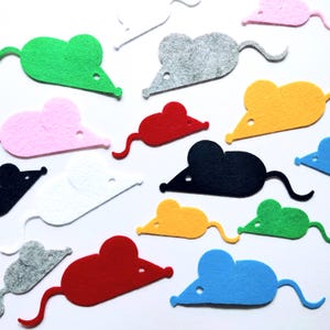 Vilten muizen gestanst, appliqué naaien voor knutselen en vlaggenlijnen