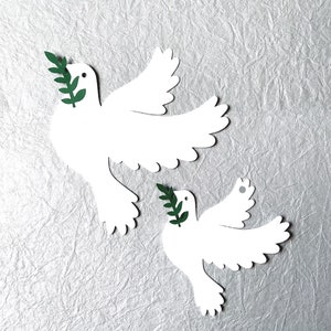 Pomba com galho de oliveira, cartão cortado, pomba branca, pomba da paz, ornamento, cartão, pomba, decoração para casa, páscoa, igreja, decoração, batismo, casamento