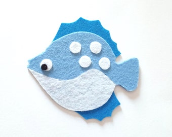 Felt Fish Die Cut Creative Play Children Story Quiet Play Game Room Decor Birthday Party Sea Fish Decoration Blue Fish Cutout