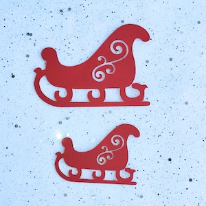 Embellissements de cartes de Noël en traîneau de rennes Traîneau de rennes en papier découpé ScrapBooking | Papier cartonné découpé en traîneau de rennes de Noël