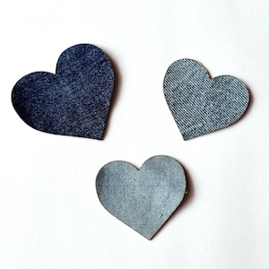 Recortes de corazones de mezclilla para coser apliques para manualidades de bricolaje Parche de corazones de mezclilla Corazón de mezclilla azul