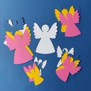 Recortes de ángeles de cartulina Troquelados Suministros para manualidades con ángeles de cartulina Proyectos de manualidades con ángeles de Pascua Decoración de coronas de fieltro Decoración de ángeles de cartulina