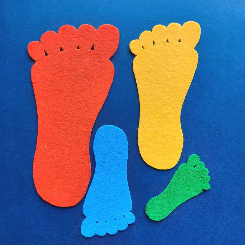 Felt Feet Die-Cut Felt Craft Supplies Hand Sewing Craft Projects Felt Crown Decor Felt Ornament Pattern Wreath Decor Foot Print | 4 Sizes image 5
