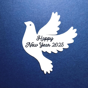 Cartoncino fustellato a forma di colomba, felice anno nuovo 2025, materiale per bricolage, decorazione di capodanno a forma di colomba della pace, cartoncino ornamentale, colomba 2025, capodanno