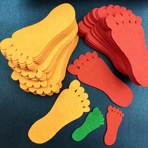 Felt Feet Die-Cut Felt Craft Supplies Hand Sewing Craft Projects Felt Crown Decor Felt Ornament Pattern Wreath Decor Foot Print | 4 Sizes image 3