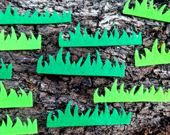 Ritagli di erba in feltro, forme artigianali per il giardino in miniatura