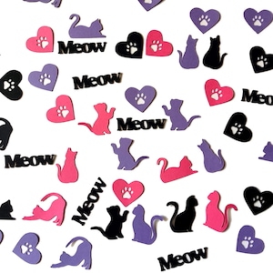 250 Confettis de chat Décoration de fête pour table Kitty Party Girl Confettis de chat Anniversaire de chat Fête à thème pour chat Articles de fête pour chat Décoration de chat