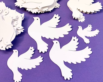 Cardstock Dove Die Cut  With Hole Pigeon Craft Projects Peace Dove Ornament Paper Dove Home Decor Easter Decor Wedding Baptism Dove Tag