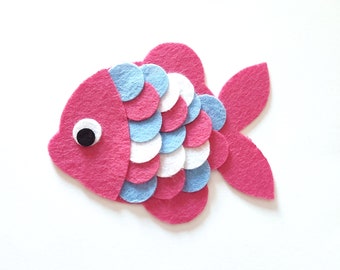 Felt Fish Die Cut Beach House Decor Story Gioco tranquillo Fai finta di giocare a forme di animali Festa di compleanno Decorazione di pesce di mare Ritaglio di pesce