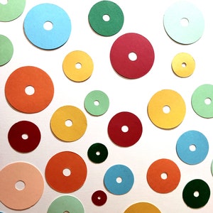 Círculos de cartulina troquelados con agujero / Tamaños desde 1,5 cm hasta 4,5 cm / Borde de cartulina circular / Formas de cartulina para manualidades Marco de círculos de papel