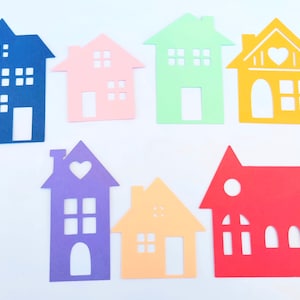 Adornos de cartulina de casitas / Casas troqueladas / Scrapbooking / Casas de papel recortadas / Casas de cartulina