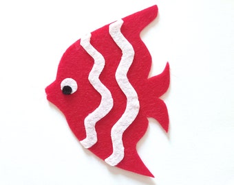 Felt Fish Die Cut Creative Play Children Story Quiet Play Game Room Decor Birthday Party Sea Fish Decoration Red Fish Cutout