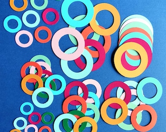 Círculos recortados em cartolina | Tamanhos de 1,5 cm a 4,5 cm | Borda circular em cartolina | Formas de cartolina para artesanato | Moldura circular de papel