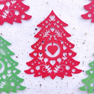 Embellissements de carte d'arbre de Noël | Arbre en papier découpé | ScrapBooking | Papier découpé pour sapin de Noël | Papier cartonné Sapin de Noël