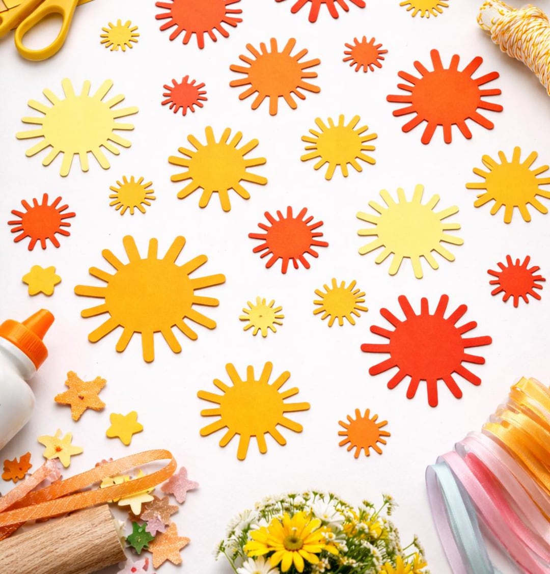 Sun Cutouts in Cardstock – Colorful Paper Suns for Crafts & Decoration ...