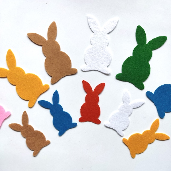 Easter bunny cutouts Die Cut Felt Bunny Rabbit Easter Bunny Applique for Bunting Easter Garland Felt Rabbit for Sewing Craft Animal Shapes