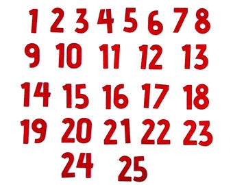 D.P. | Filzzahlen 1–25 für Adventskalender | Handgemachter Countdown aus Filz
