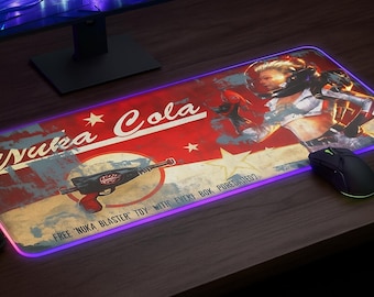Retro Futuristic RGB Gaming Mouse Pad, Large Desk Mat