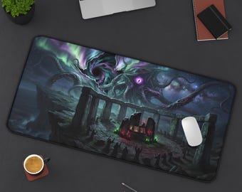 Eldritch Ritual Desk Mat, Cosmic Horror XXL Mouse Pad, Lovecraft Gaming Desk Decor, Non-Slip Stitched Edge