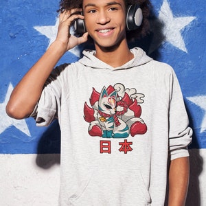 Cute Fox Hoodie for Anime Lovers: Japanese Streetwear, Nihon-Inspired Manga Apparel