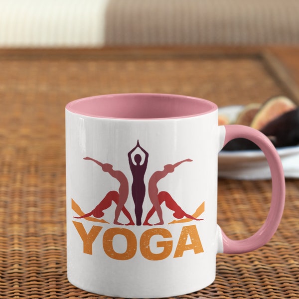 Discover the perfect gift for yoga lovers! Embrace positive thinking with yoga poses. A unique mug for tea lovers!