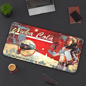 Nuka Cola Mouse Pad, size  XL, Desk pad inspired by the videogame Fallout, Desk accessories, Fallout Desk Mat