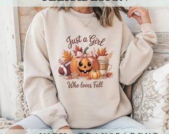 Just A Girl Who Loves Fall, png PNGEgg – trendy herfstsublimatieontwerp | Digitale download Pumpkin Spice voor T-shirts en DTF-projecten